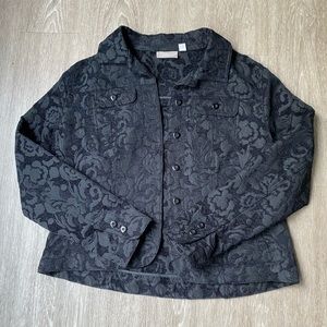 Jacket with black flower pattern
